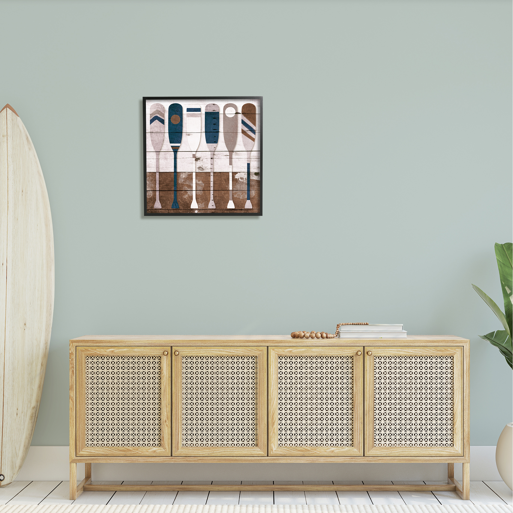 Stupell Industries Ocean Paddle Ores Grain Pattern Rustic Cabin Design, 24 x 24, Design by Milli Villa