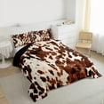 thumbnail image 3 of Feelyou Brown Cow Print Full Size Comforter Sets for Teens, Rustic Farmhouse Bedding Comforter Set, Modern Fashion Style Reversible Bedding Sets, Lightweight Room Decor, 3 Pieces, 3 of 8