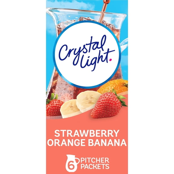 2X Crystal Light Strawberry Orange Banana Artificially Flavored Powdered Drink Mix, 6 Count Pitcher Packets..