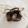 thumbnail image 2 of Bolso de mano informal para mujer, bolso de ante de gran capacidad, bolso Hobo elegante de Color sólido, 2 of 9