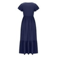 thumbnail image 5 of Uaswgudfs ​2025 Women's Tiered Midi Dress with Pockets - Summer Casual Short Sleeve & Lightweight Flowy Silhouette Navy S, 5 of 6