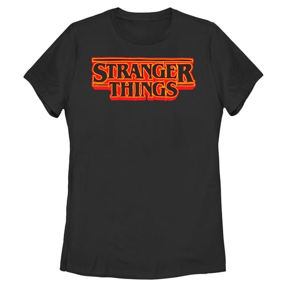 Netflix Women's Stranger Things Neon Orange Classic Logo T Shirt