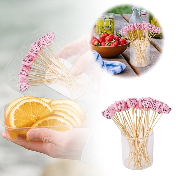 Palillos de cóctel para el Año Nuevo chino, 100 unidades, palillos con frutas, palillos para postres, palillos para comida, sándwiches, bebidas, brochetas de carne, frutas, artículos para fiestas.