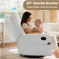 thumbnail image 3 of PAPROOS Swivel Rocker Recliner, Velvet 360°Swivel Rocking Chair with Massage and Heat, Glider Rocking Recliner for Nursery, Small Rocker Chair Manual Recliner for Home Theater Living Room, White, 3 of 8