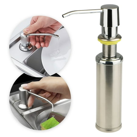 TSV 300ml Built In Deck Mount Stainless Steel Pump Liquid Lotion Kitchen Countertop Sink Soap Dispenser,Brushed Nickel Kitchen Soap