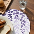 thumbnail image 3 of Purple Ombre Botanical Round 13 Inch Placemats Set of 6, Watercolor Country Pastoral Leaf HeatResistant Non Slip Place Mats for Dining Table, Wipeable Braided Kitchen Table Mats for Housewarming, 3 of 9