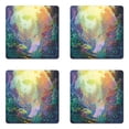 thumbnail image 1 of Sea Animals Coaster Set of 4, Underwater with Coral Reef and Colorful Fish Aquarium Print, Square Hardboard Gloss Coasters, Standard Size, Turquoise Yellow Pink, by Ambesonne, 1 of 2