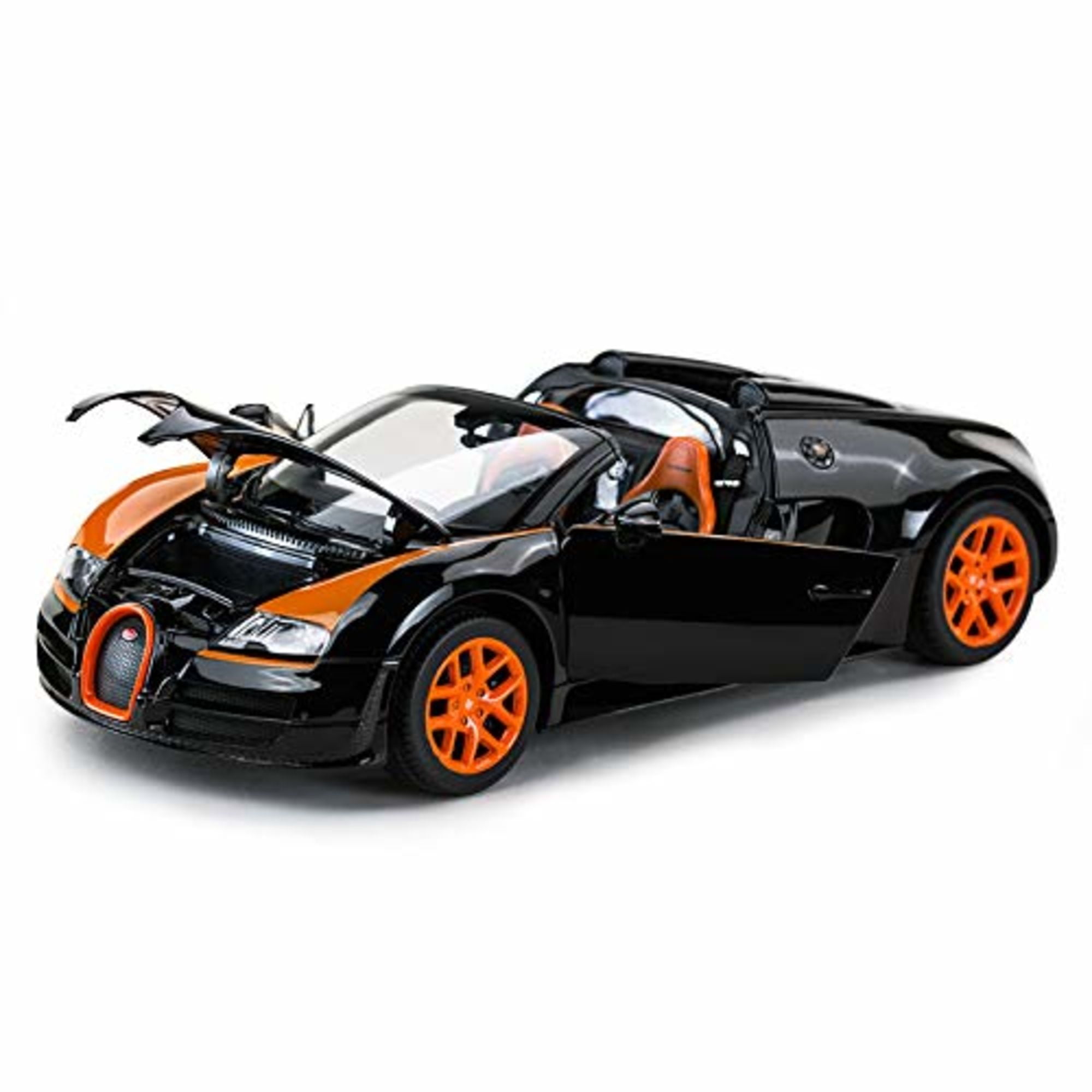 Voltz Toys Diecast Rastar 1 18 Scale Model 43900 Bugatti Veyron 16.4 Grand Sport Vitesse Black Orange