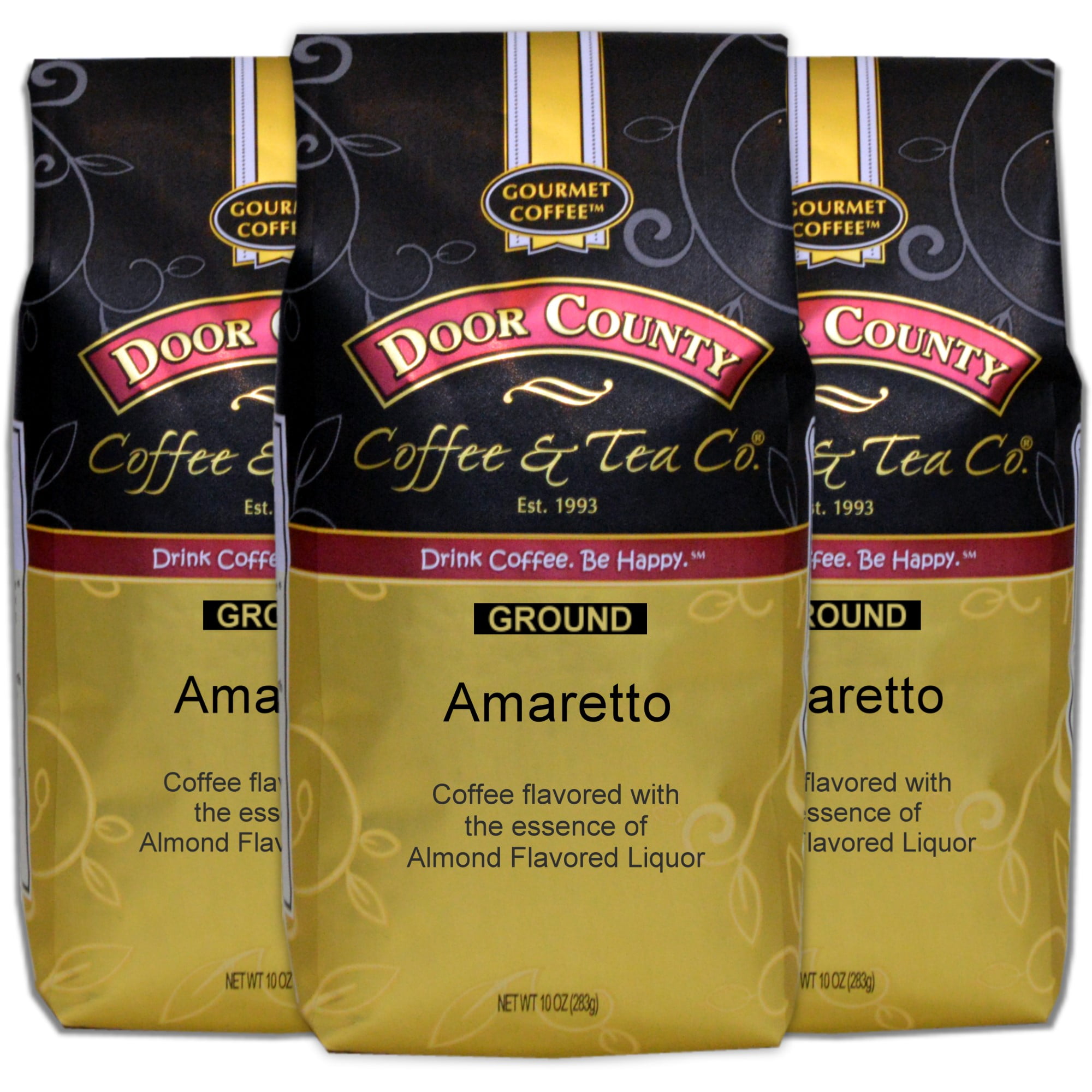 Door County Coffee Amaretto Flavored Specialty Coffee, 3 Pack, Ground
