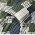 thumbnail image 3 of Chezmoi Collection Cedar 2-Piece Printed Patchwork Comforter Set, Green Navy Plaid Striped, Pre-Washed Microfiber Lightweight Reversible Bedding for All Seasons, Twin Size, 3 of 9