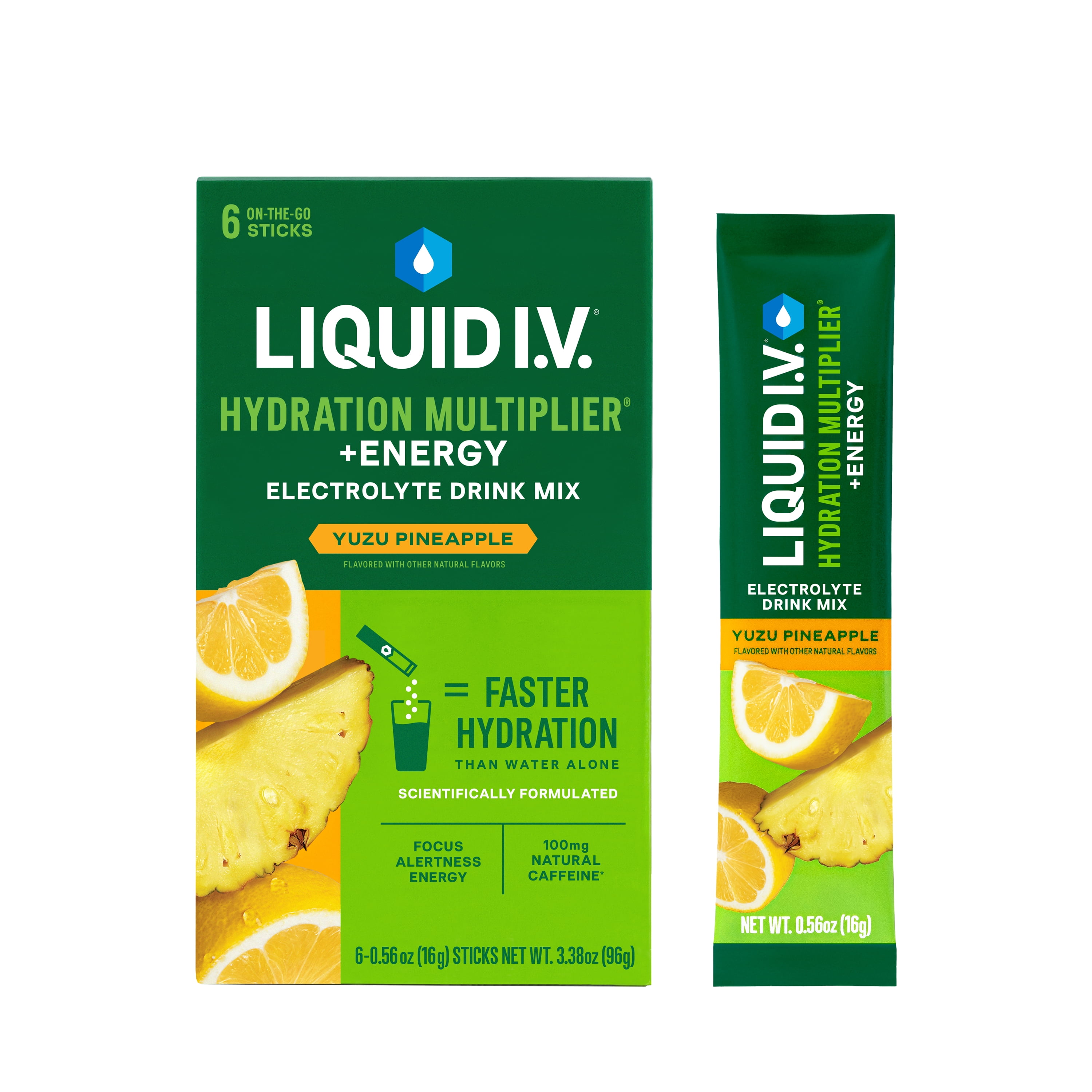 (8 pack) Liquid I.V.® Yuzu Pineapple Hydration Multiplier® +Energy Electrolyte Powder Drink Mix, 6 Count Packets