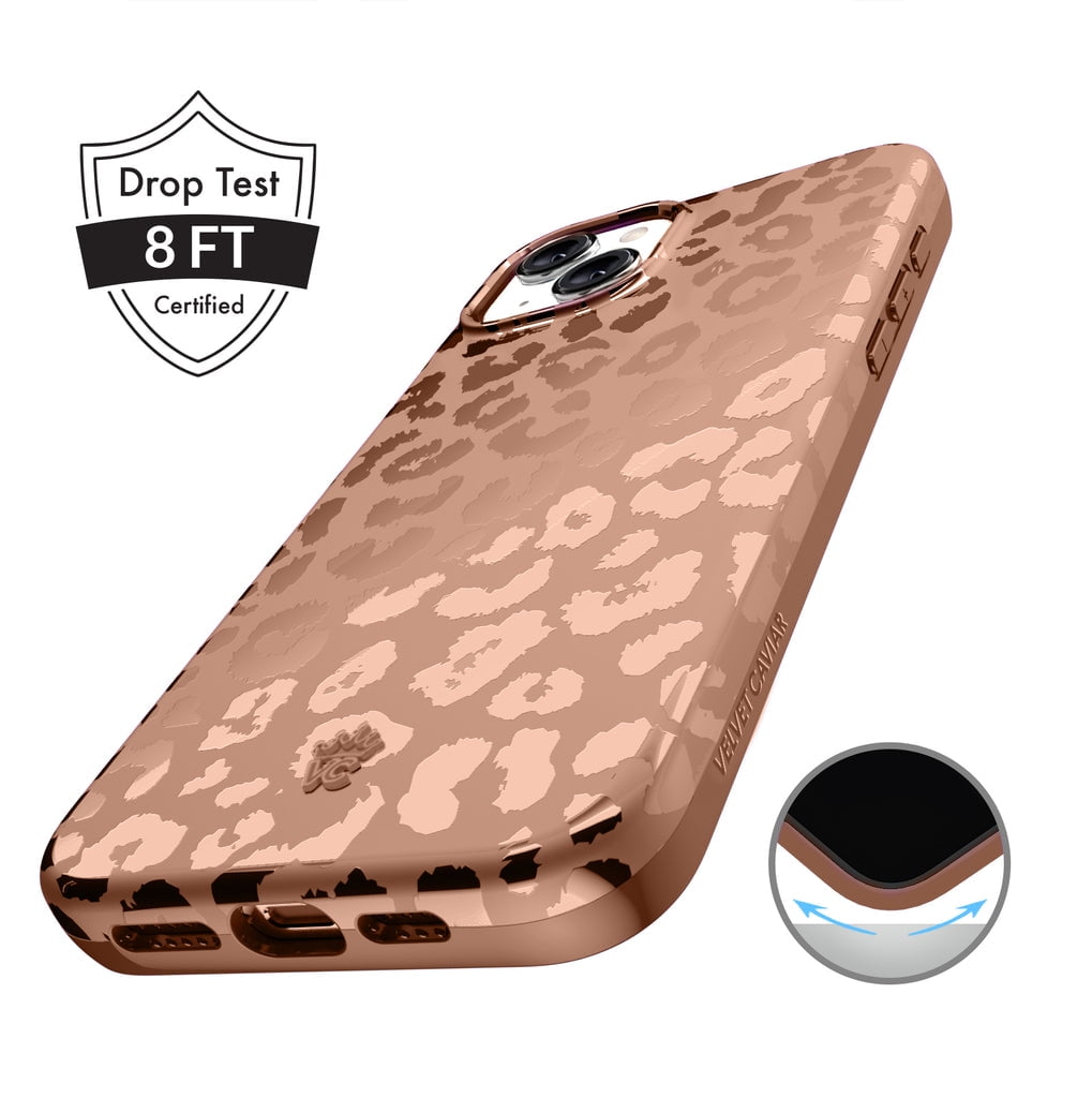 Velvet Caviar iPhone 15 Case MagSafe Compatible - Cute Protective Phone Cases for Women - Bronze Chrome Leopard