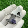 thumbnail image 5 of Solid 925 Sterling Silver Earrings For Womens, Bridesmaid Gift Earrings, Charoite, Gemstone Earrings, Christmas Gift For Her, 5 of 5
