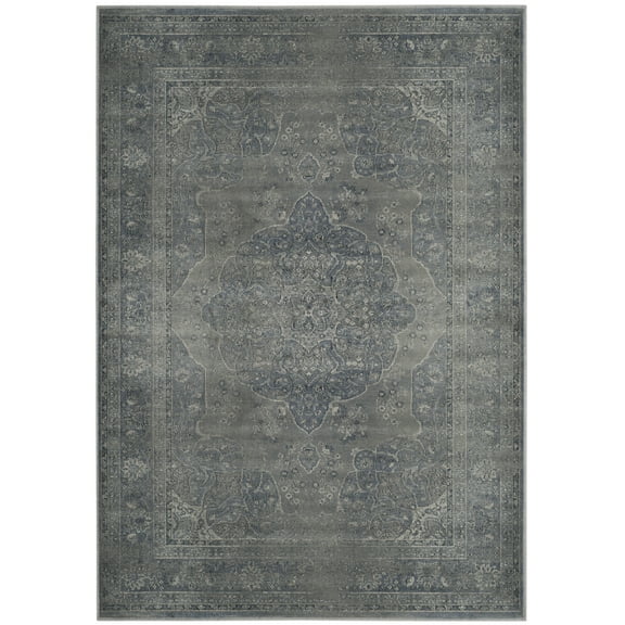 SAFAVIEH Vintage Lamont Bordered Area Rug, Light Blue/Light Grey, 4' x 5'7"