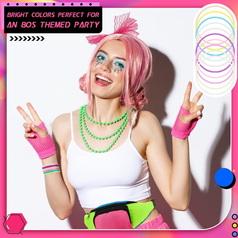 Sixwipe 16 Pcs 80s Accessories for Women, Fancy Outfit Costume Set with Fishnet Gloves Fanny Pack Necklace Bracelet Earrings Socks, 80s Outfit for Sixwipe 16 Pcs 80s Accessories for Women, Fancy Outfit Costume Set with Fishnet Gloves Fanny Pack Necklace Bracelet Earrings Socks, 80s Outfit for