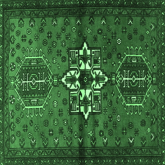 Ahgly Company Indoor Square Persian Emerald Green Traditional Area Rugs, 4' Square