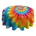 thumbnail image 4 of Colorful Rainbow Tie Dye Spiral Pattern Round Tablecloth 60"x60",Wrinkle Wipeable Table Cloth for Kitchen Dining Room Picnic Patio Party, 4 of 6