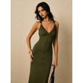 thumbnail image 6 of Women's Backless Spaghetti Strap Camis Long Slip Dress Guest Outfit for Wedding Summer Olive Green L, 6 of 9