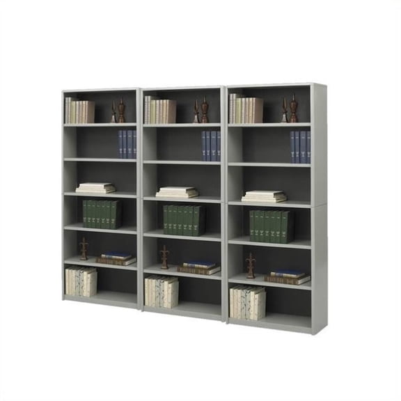 Safco ValueMate Standard 6 Shelf Economy Steel Wall Bookcase in Gray
