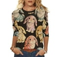 thumbnail image 3 of cocolona Easter Shirts for Women Crew Neck 3/4 Sleeve Bunny T-Shirts Summer Tops Cute Graphic Tees, 3 of 7