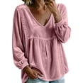 thumbnail image 2 of Xdegoge Women's Long Sleeve V Neck Tops Velvet Blouses Lace Trim Peplum Babydoll Shirts Casual Fall Tunic Tops for Women, 2 of 7