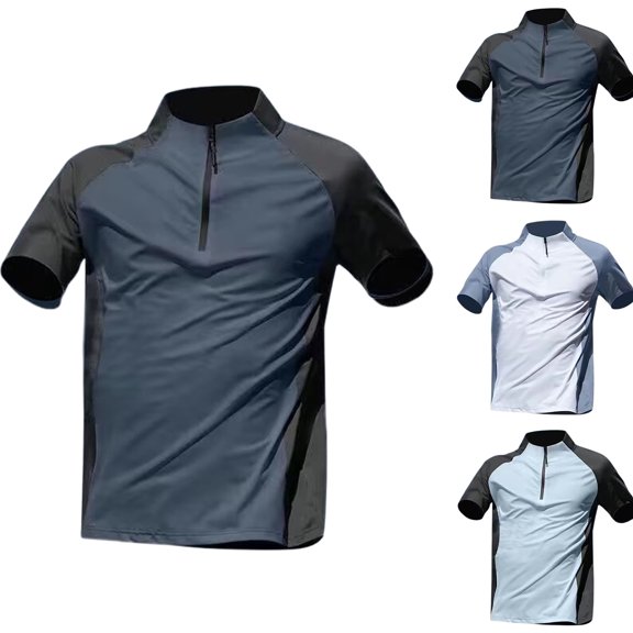 MuXiKeJi Clothes Men's Pullover Half Zip Sun Shirt Lightweight UPF 50 Rash Guard Raglan Short Sleeve Quick Dry Athletic Tee Shirts