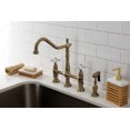 thumbnail image 2 of Kingston Brass KS1273PXBS Heritage Bridge Kitchen Faucet with Brass Sprayer, Antique Brass, 2 of 5