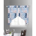 thumbnail image 3 of Pink Floral Blue Swag Valances for Windows, Farmhouse Botanical Vintage Leaves Rod Pocket Sheer Valances for Large Windows, Swag Toppers Light Filtering for Kitchen Living Room 2 Panels 36''x45'', 3 of 6
