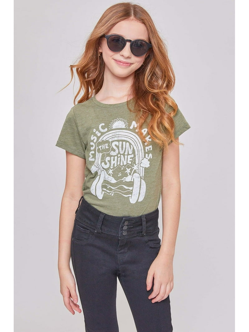 YMI Jeans Girls Button Essential Skinny Jeans With Faux Front