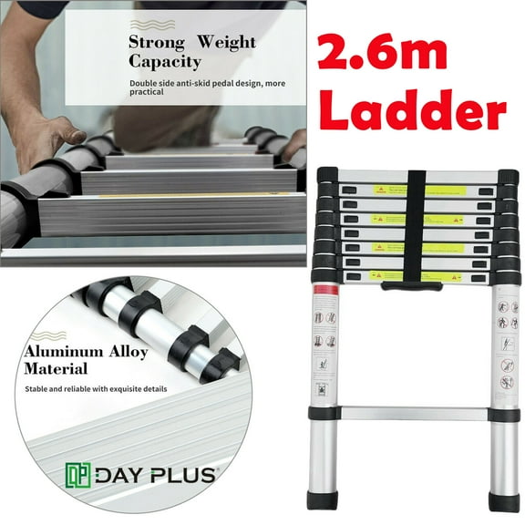 Dayplus Telescoping Ladder 8.5FT/2.6M Aluminum Telescopic Extension Ladder Lightweight