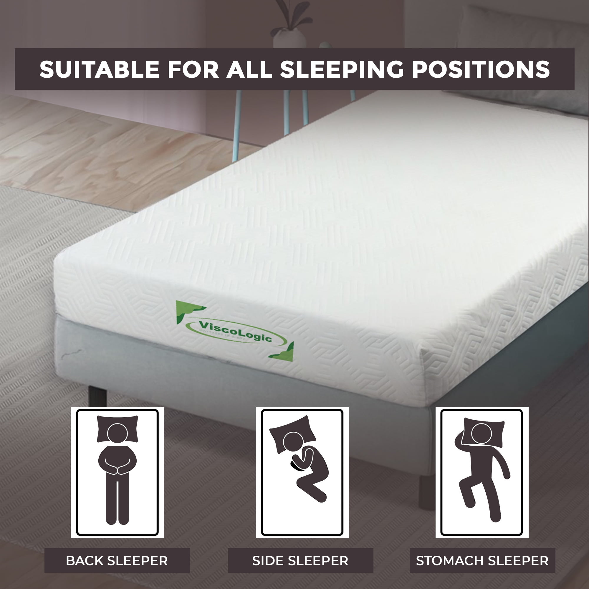 ViscoLogic Twin Mattress in a Box, Mattress for Kids Adults, Bunk Bed Mattress, CertiPUR-US® Certified
