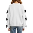 thumbnail image 3 of FRSASU Girls Bow Decorative Long Sleeve Crew‑Neck Fleece Pullover Sweatshirt Drop Shoulder Casual Tops White, 3 of 5