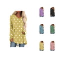 thumbnail image 1 of Hauts à Manches Longues pour Femmes à Pois 2026 Mode Col en V Confortable Coupe Décontractée T-Shirt, 1 of 2