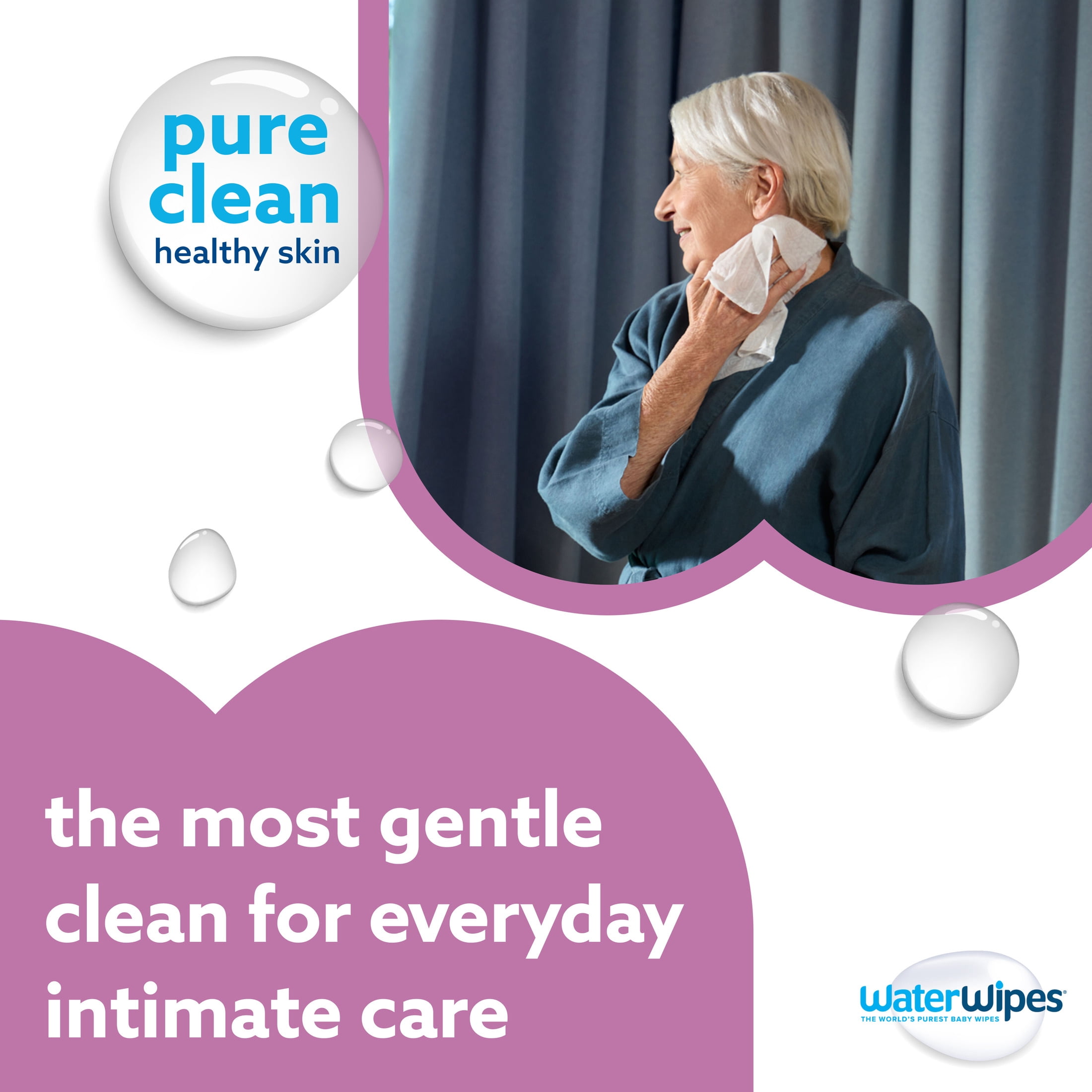 WaterWipes Sensitive Body & Intimate Wipes, 99.9% Water, Unscented & Hypoallergenic Hygiene Wet Wipes, Adult Care, 90 Wipes
