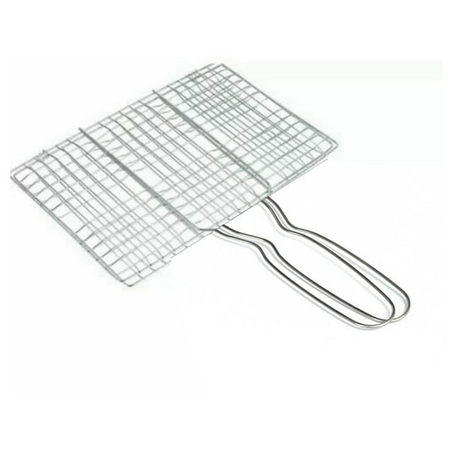 MYG pour Barbecue en Acier Inoxydable Panier de Grillage Grande Taille 20x35cm Support en Maille avec Poignée Résistante à la Chaleur pour Steak Poisson Légumes Cuisine Extérieure