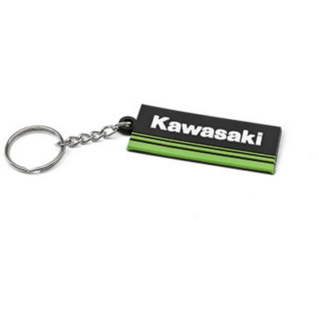 Kawasaki Green - Kawasaki 3 Green Lines PVC Keychain Keyfob Black K068-8917-BKNS