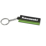 Kawasaki 3 Green Lines PVC Keychain Keyfob Black K068-8917-BKNS