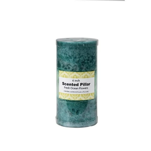 Jeco  3 x 6 in. Tritone Scented Pillar Candle, Blue & Teal