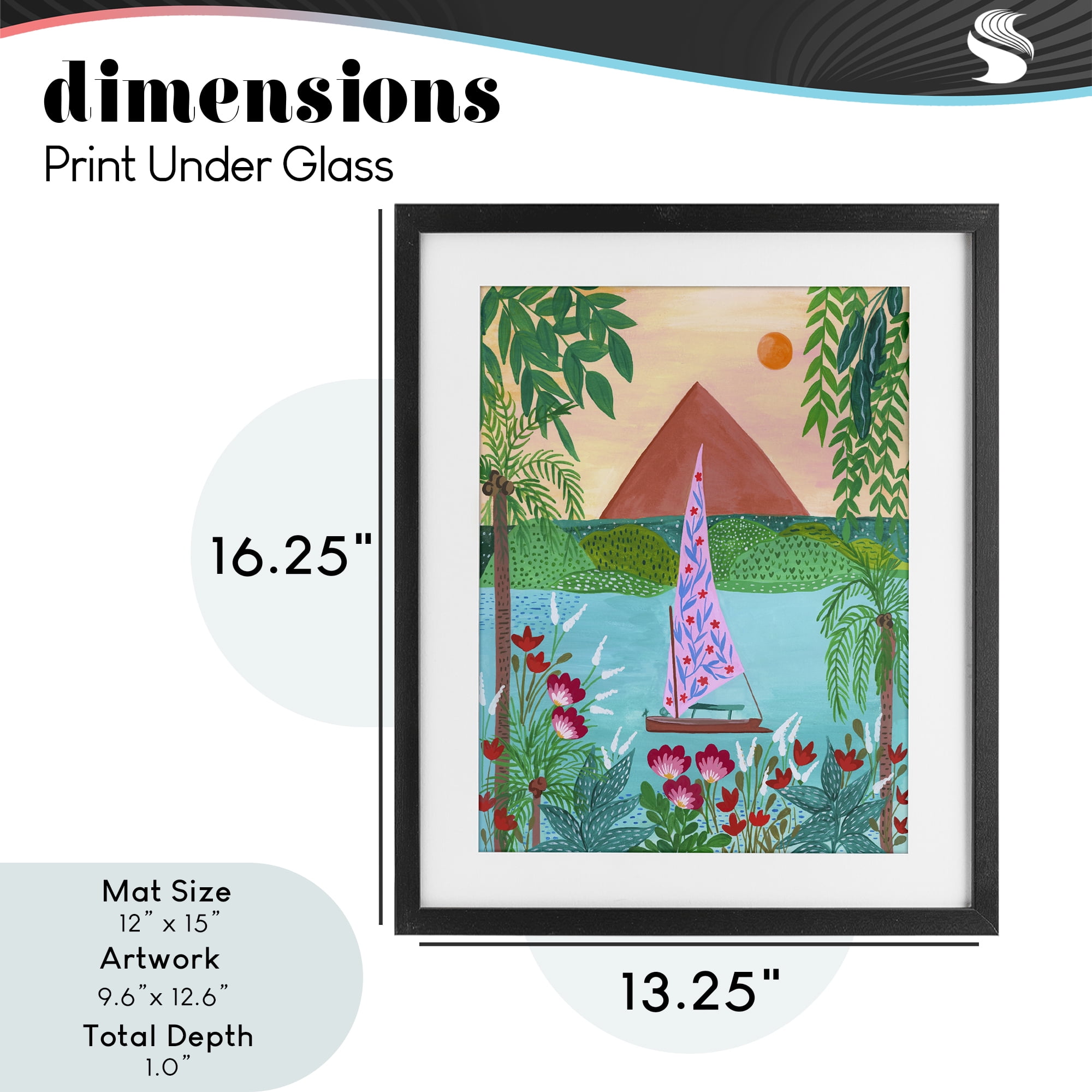 Sailboat on Egypt Nile Black Framed Print Under Glass, design by Nabeela Rumi