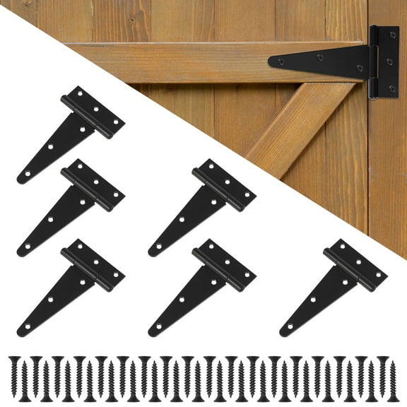 6 Pcs Heavy Duty Gate Hinge with 2.2mm Thickness Weather Resistant Barn Door Hinge with Screws for Doors Sheds and More Black