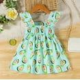 thumbnail image 6 of WOYY Girls Ruffle Sleeveless Dress Casual Square Neck Cotton Dresses, Green, Sizes 6M-3T, 6 of 8