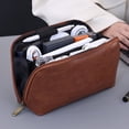 thumbnail image 4 of Hioecau Electronic Accessories Bag Multi-Compartment Tech Accessories Pouch Waterproof Faux Leather Pouch Organizer for Cables Chargers Power Banks, 4 of 8