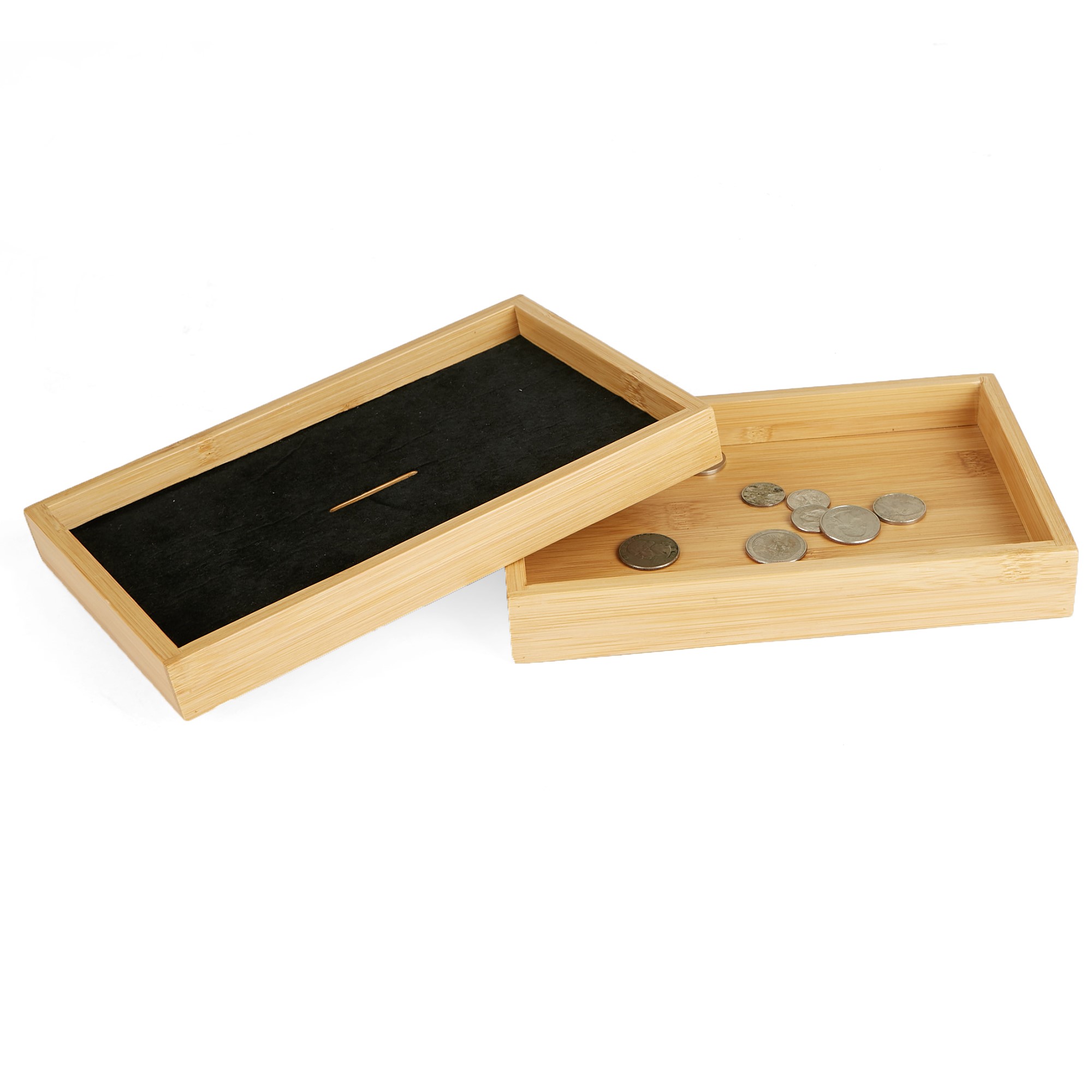 Mind Reader Coin Storage Tray Box, Easy Access Tray, Bamboo Environment