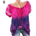 thumbnail image 1 of Blusa Camisa De Manga Corta Con Estampado Con Cuello En V Blusa Suelta Mujer Top De Verano, Rosa Roja, S Noticed AP001925-33, 1 of 7