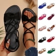 thumbnail image 1 of Jovati Summer Women's Sandals, Fish Mouth Design, Flock Material, Slip Resistant Sole, Breathable Lining, Flat Heel, Solid Color, 1 of 10