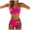 Hot Pink, variant on Women's One Shoulder Bikini Sets Sexy High Waisted Cutout Swimsuit Ladies Push Up Two Piece Bathing Suits (Black, L)