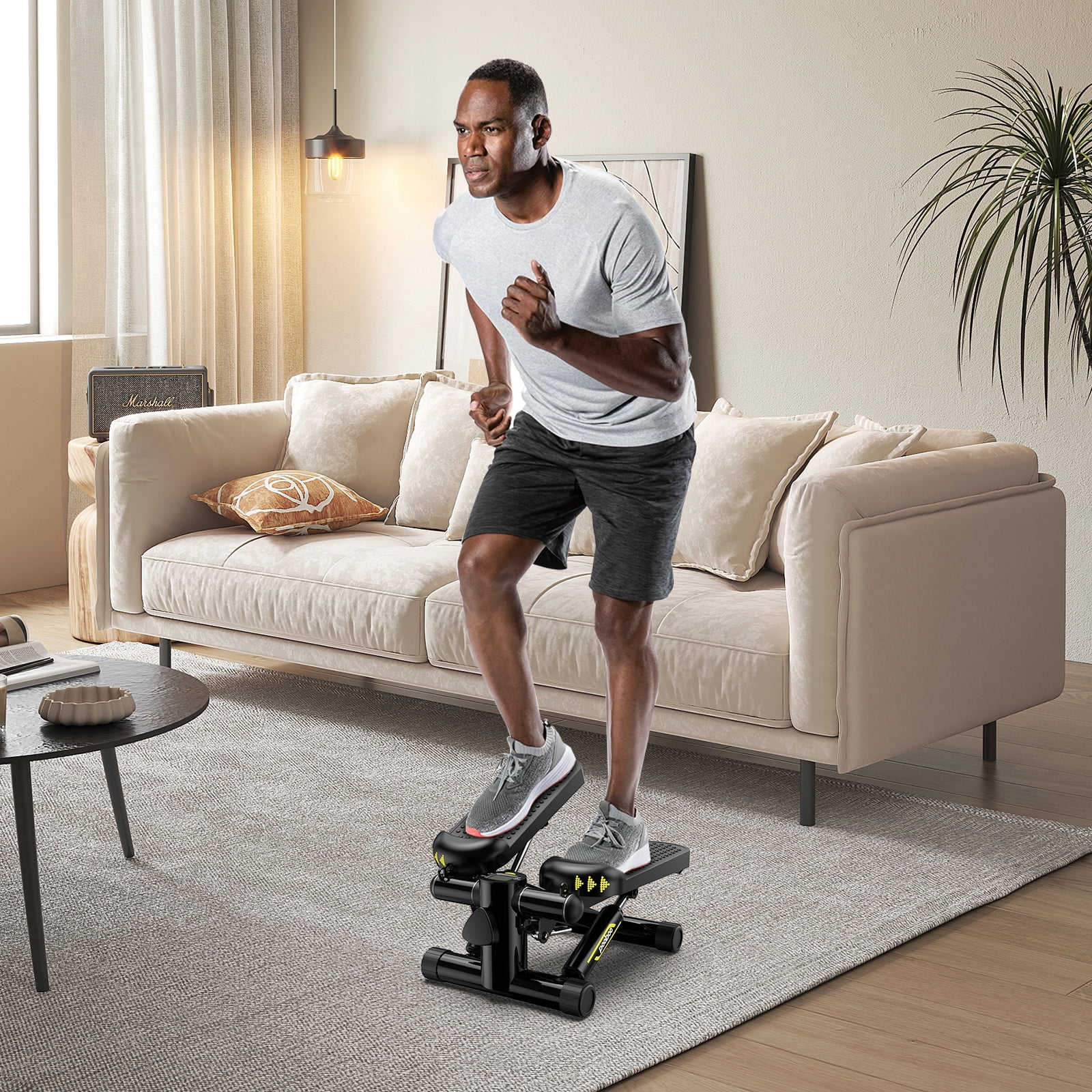 Pooboo Mini Stepper Machine, Home Cardio & Arm Workout