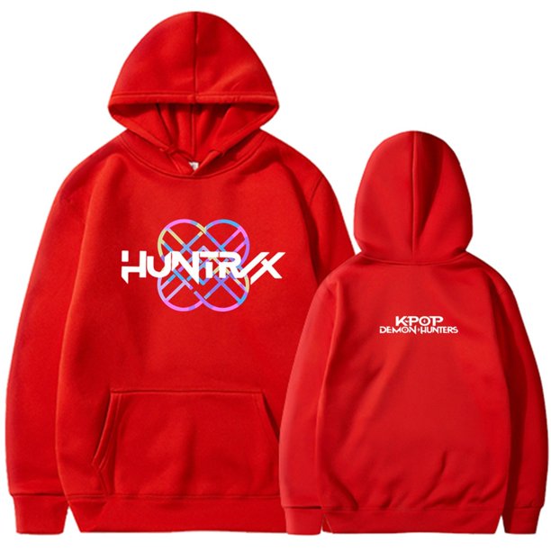 Moonsky Sudadera con capucha de moda para mujer de la cantante pop Dem/0n HUNTR/X con jersey corto, suave y cómoda, top de manga larga para uso informal en primavera, otoño e invierno. (Rojo 3XL)