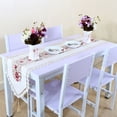 thumbnail image 4 of Vintage Flower Embroidery Tassel Table Runner Mat Cloth Decor White Leaf, 4 of 8