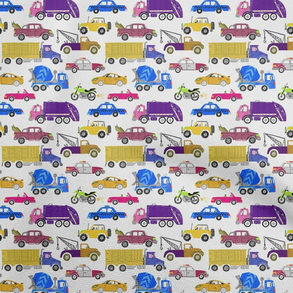oneOone Viscose Chiffon Purple Fabric Truck Sewing Material Print Fabric By The Yard 42 Inch Wide